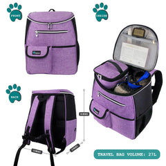 PetAmi Dog Travel Bag Backpack keeps organized supplies during trips.