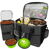 PetAmi dog travel bag charcoal large overview showing ample storage for gear