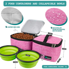 PetAmi dog travel bag collapsible bowls ready for hydrating your pet anywhere.