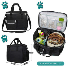 PetAmi Travel Bag with food containers and bowls ready for on-the-go feeding