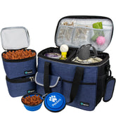 PetAmi Dog Travel Bag front view showing navy color and accessible pockets.