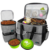 PetAmi dog travel bag grey large front view showing spacious storage for gear.