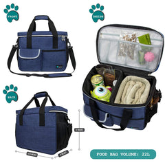 PetAmi Dog Travel Bag interior compartment organized for toys, kibble, and treats.