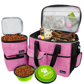 PetAmi dog travel bag with large open compartments for easy packing on trips.