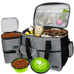PetAmi dog travel bag large stripe black shows compact dimensions for easy packing on trips