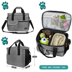 PetAmi dog travel bag open compartment stripe black medium for quick access.