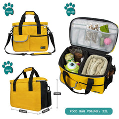 PetAmi travel bag open compartment highlights easy access to treats and gear.