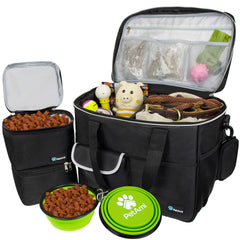 PetAmi Dog Travel Bag shown under an airplane seat for easy airline travel