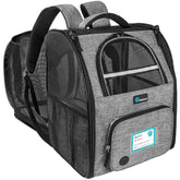 PetAmi expandable backpack front view demonstrates roomy pet transport while traveling