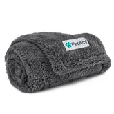 PetAmi fluffy waterproof blanket close-up shows plush sherpa for cozy naps.