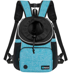 PetAmi front carrier view for dog and cat, enabling hands-free hiking with your small pet