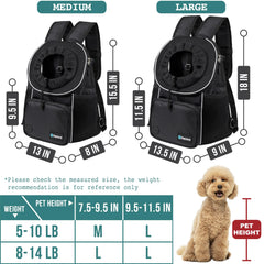 PetAmi front carrier expansion side view indicates extra room for pet comfort.
