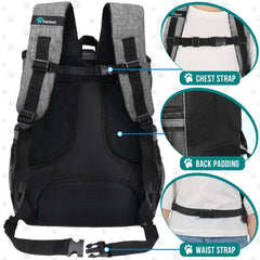 PetAmi multi-use backpack in front-carry mode for hiking.