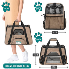 PetAmi soft-sided carrier with ventilated mesh for breathable comfort