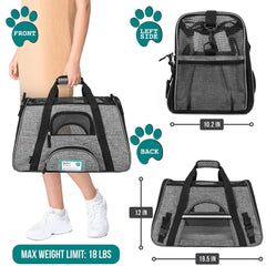 PetAmi soft-sided carrier with ventilated mesh for airflow