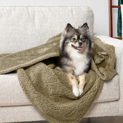 PetAmi taupe 29x40 dog blanket protects furniture from fur and messes