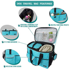PetAmi Travel Bag Inside Layout reveals spacious compartments for kibble, treats, and toys