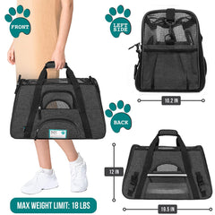 PetAmi ventilated soft carrier with mesh for optimal airflow during trips.