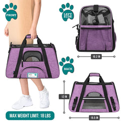 PetAmi ventilated soft carrier with mesh for improved airflow during travel