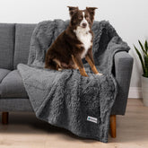 PetAmi waterproof dog blanket gray front view protects furniture from spills and pet hair.