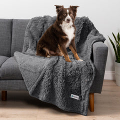 PetAmi waterproof dog blanket gray front view protects furniture from spills and pet hair.