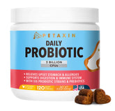 Petaxin Probiotics for Dogs bottle with 6 strains to support digestive balance.