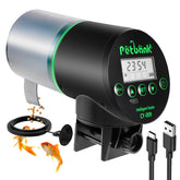 Petbank automatic fish feeder with compact design and USB charging for extended use.