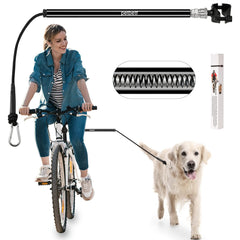 Petbetf dog bike leash attachment showcasing quick-connect for fast on-off use.
