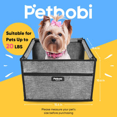Petbobi dog car seat cationic-fabric close-up shows durable, easy-clean material