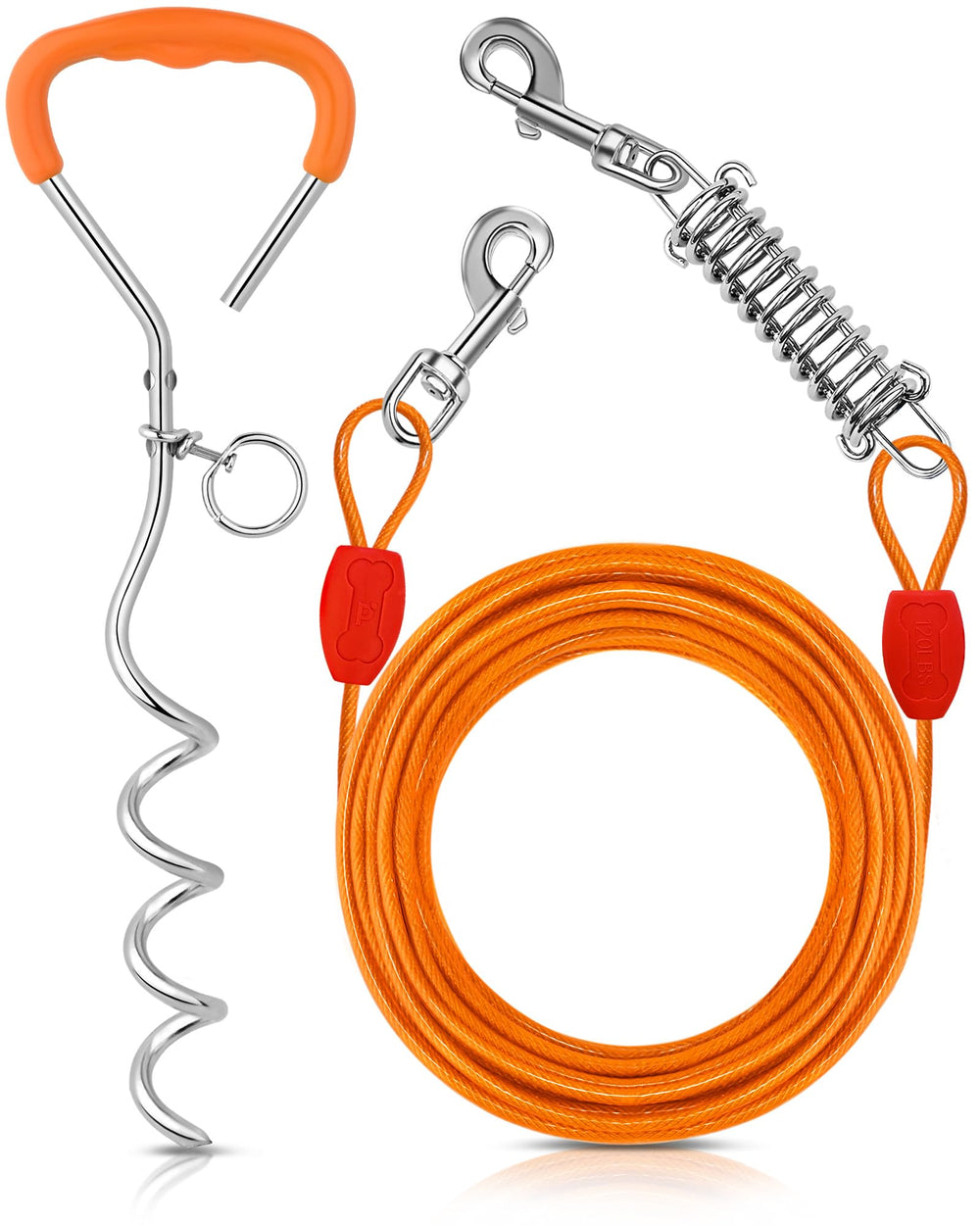 Petbobi dog tie-out cable 40ft in action offers safe roaming space for medium to large dogs