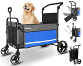 Petbobi Dog Wagon Stroller blue front view showing low-entry design for easy access