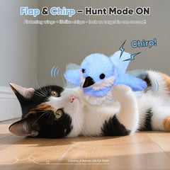 Petbobi Flappy Bird Cat Toy chirps for engaging hunting-like stimulation