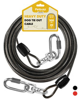 Petbobi heavy-duty dog tie-out 20ft coil shows flexible, secure yard tether.