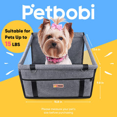 Petbobi booster seat side profile demonstrates sturdy PVC tubes and stable structure