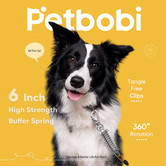 Petbobi shock-absorbing spring eases sudden pulls during play.
