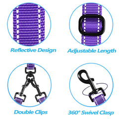 PetBonus adjustable-length double leash extends from 29 to 38 inches for flexibility.