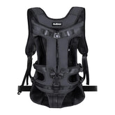 PetBonus front view dog carrier in black for comfortable, hands-free hiking with small dogs.