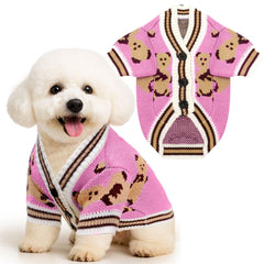 Petcare bear-design pink dog sweater for cozy walks.