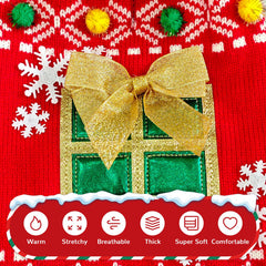 Petcare dog christmas sweater snowflake detail showing knit texture