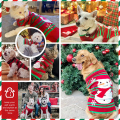 PETCARE Red Snowman Dog Sweater knit detail highlighting soft breathable fabric.
