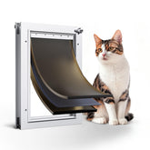 PETCOMING cat door interior white aluminum three-flap frame enabling effortless cat access