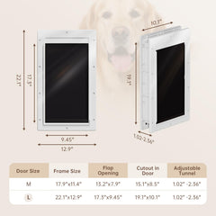 PETCOMING Never Rust Dog Door dual flaps closeup for weatherproof comfort