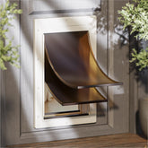 PETCOMING Never Rust Dog Door frame closeup shows durable outdoor build