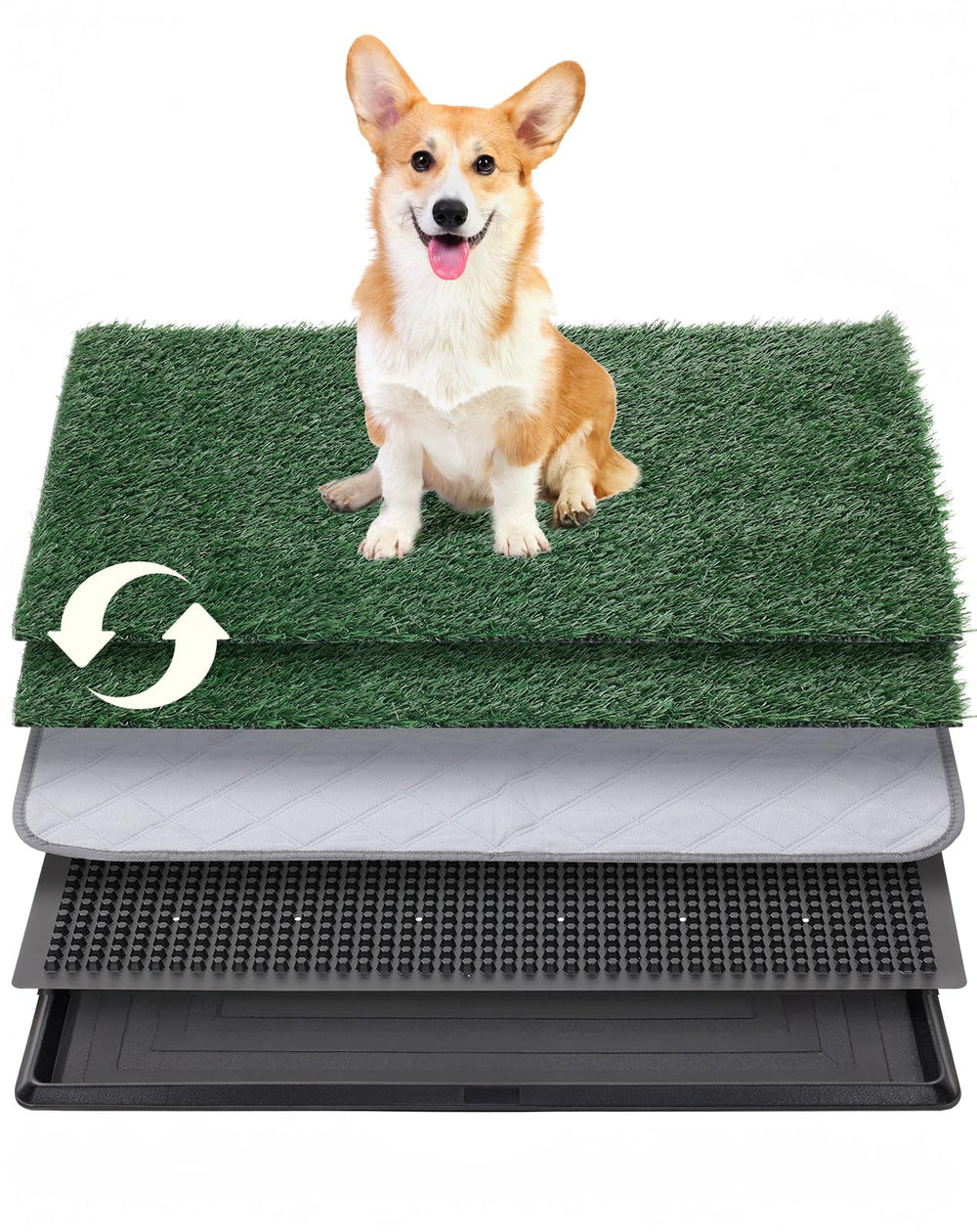 Petcozife dog grass pad with tray, 25x20 inches, indoor potty solution.