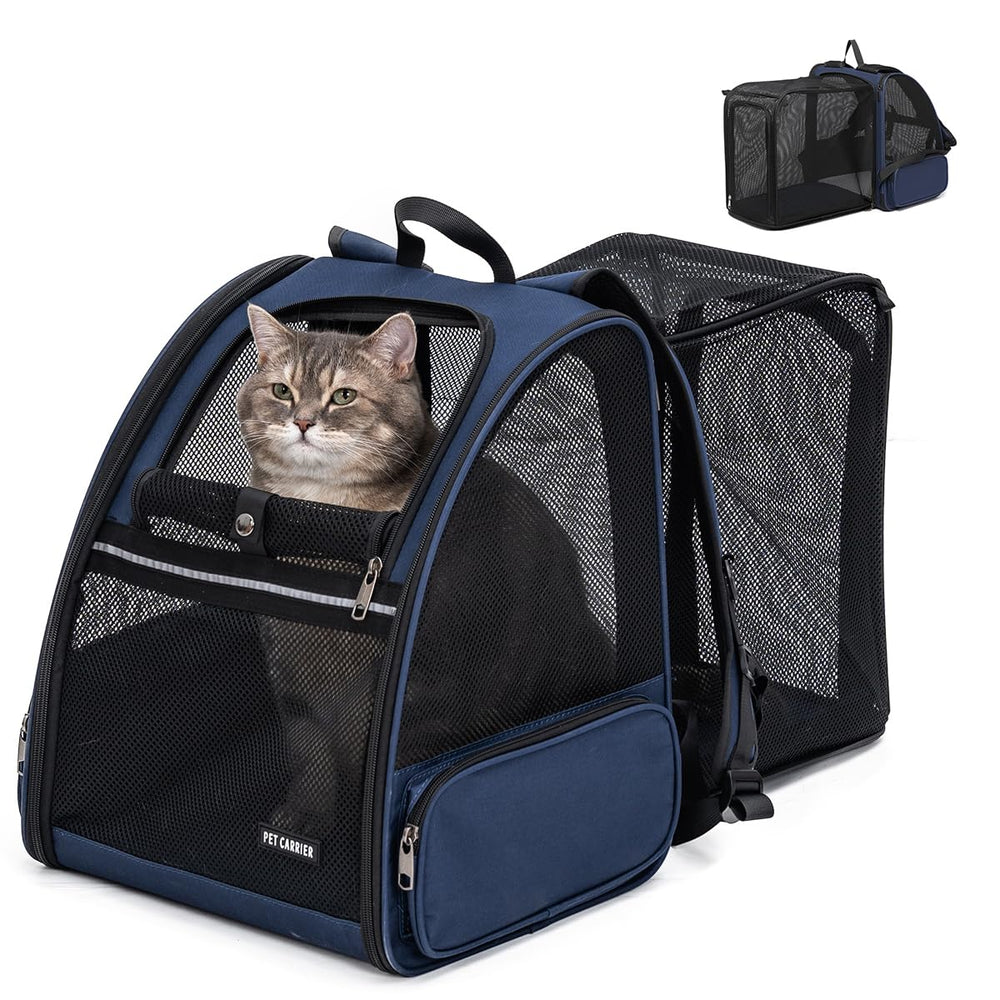 Petdiwoo Cat Backpack expandable back view offers extra space for your cat