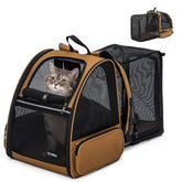 Petdiwoo cat backpack expandable back view highlighting extra rest space for pets.