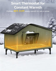 PETEMPO elevated base cat shelter highlights stability and dry paws.