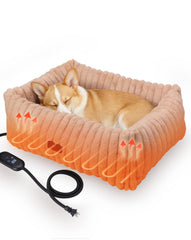 PETEMPO heated cat bed exterior in brown provides cozy indoor warmth for pets.