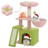 PETEPELA Flower Cat Tree main view in pink for engaging indoor play and rest.