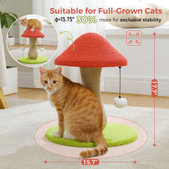 PETEPELA mushroom-post-pompom-toy adds playful stimulation during scratch sessions.